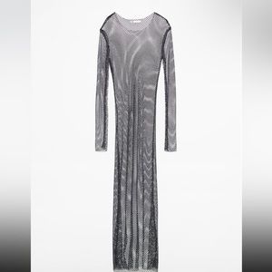 RHINESTONE MESH MIDI DRESS
